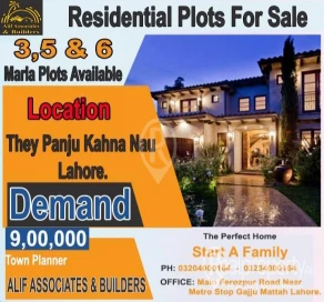 3,5 & 6 Marla Residential Plot For Sale in They Panju Kahna Nau Lahore.