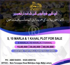 5 10 Marla & 1 Kanal Plot For Sale in Kahna Nau Lahore.
