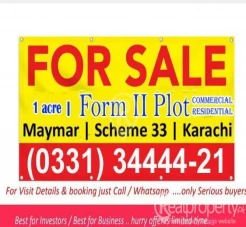 FOR SALE 1 ACRE PLOT GULSHAN E MAYMAR MAIN ROAD