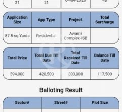 BWC Awami Block Balloted Plot for sale