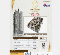 3 Bed DD. Jinnah Twin Tower BTK
