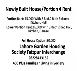 Newly Built 5M House/Portion 4 rent, 4Bed,5 Bath, Garage, 2 Kitchen