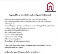 Corporate office for rent at World trade Center GIGA MALL