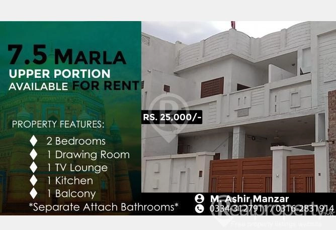 7.5 Marla Upper Portion Available for Rent