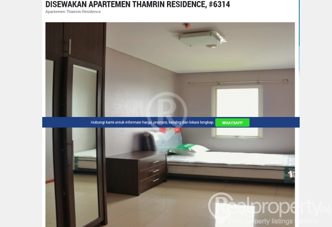 For Rent - Apartemen Thamrin Residence Jakarta