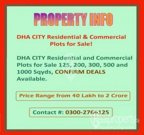 DHA CITY RESIDENTIAL AND COMMERCIAL PLOTS FOR SALE 